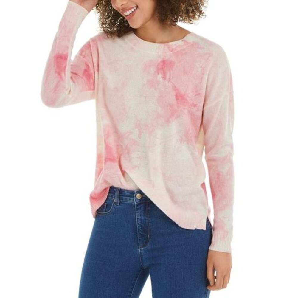 Charter Club Pink Tie-Dye Crewneck Sweater